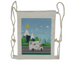 Truck Driving on Countryside Drawstring Backpack