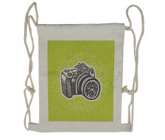 Sketch Style Camera Design Drawstring Backpack