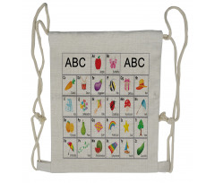 Squares with Letters Kids Drawstring Backpack