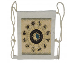 Mystic Horoscope Wheel Art Drawstring Backpack
