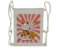 Starburst Lines Cat Drawstring Backpack