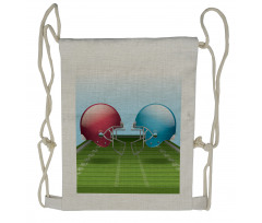 Football Hardhats on Field Drawstring Backpack