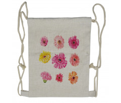 Pink Yellow Flowers Drawstring Backpack