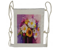 Hand Painted Bouquet Drawstring Backpack