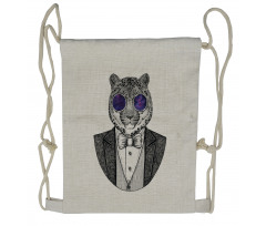 Hipster Animal in a Suit Drawstring Backpack