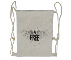 Ink Written Be Free Drawstring Backpack