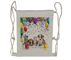 Cat and Dog Party Drawstring Backpack