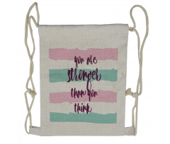 Watercolor Stripes Typography Drawstring Backpack