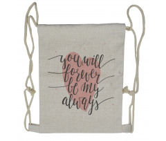 Heart and Love Words Drawstring Backpack