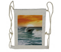 Sunset over Wavy Ocean Drawstring Backpack