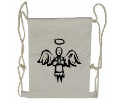 Sketch Style Christmas Angel Drawstring Backpack