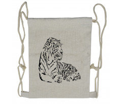 Safari Animal Sitting Drawstring Backpack