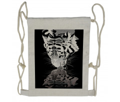 Tiger Drinking Water Drawstring Backpack