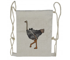 Striped Doodle Style Bird Drawstring Backpack