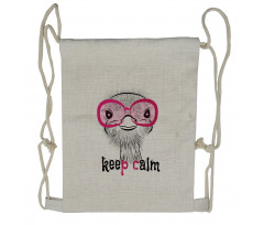 Hipster Animal and Glasses Drawstring Backpack