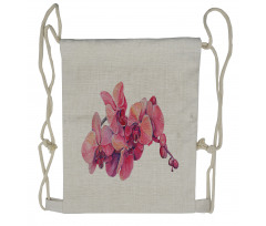 Pink Blossoms on a Branch Drawstring Backpack