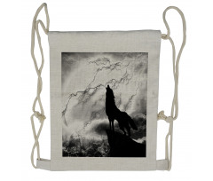 Howling Under Full Moon Drawstring Backpack