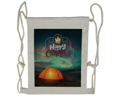 Aurora Borealis Tent Drawstring Backpack