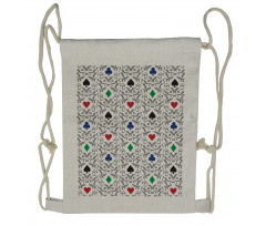 Hearts Spades Diamonds Drawstring Backpack