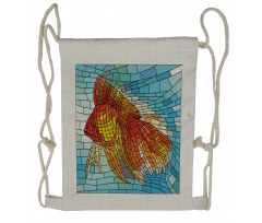 Stained Glass Mosaic Fish Art Drawstring Backpack