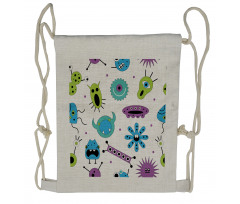 Colorful Monster Design Virus Drawstring Backpack