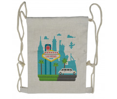 Cartoon Limo City Sign Drawstring Backpack