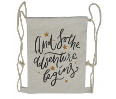 Adventure Begins Message Drawstring Backpack