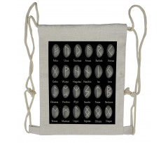 Shaded Effect Runic Alphabet Drawstring Backpack