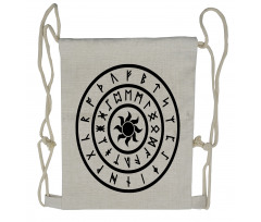 Sun and Nordic Runes Drawstring Backpack