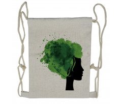 Tree Bushes Green Hair Drawstring Backpack