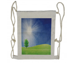 Sun Rays with Lonely Tree Drawstring Backpack