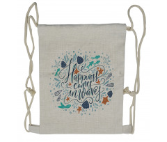 Hand-drawn Phrase Fish Drawstring Backpack