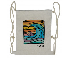 Abstract Ocean Waves Art Drawstring Backpack