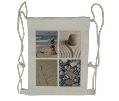 Sand and Pebbles Collage Drawstring Backpack