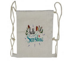 Hello Sunshine with Flower Drawstring Backpack