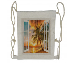 Sea Ocean Palms Scenery Drawstring Backpack