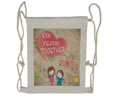 6 Years Together Words Drawstring Backpack