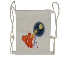 Animal with a Telescope Drawstring Backpack