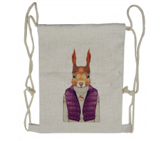 Animal down Vest Sweater Drawstring Backpack