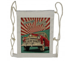 Retro American Classical Car Drawstring Backpack