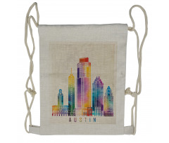 Outlined Monuments Skylines Drawstring Backpack