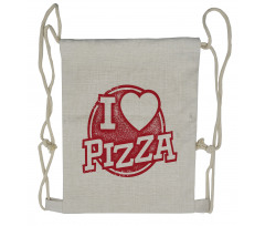 Grunge Love Pizza Lettering Drawstring Backpack