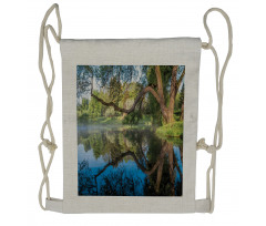 Foggy Scene over Water Drawstring Backpack