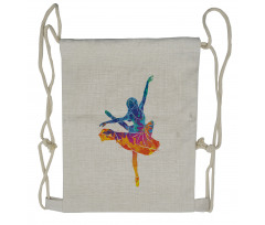 Colorful Ballerina Girl Pose Drawstring Backpack