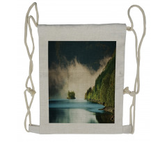 Foggy Mountain Reflection View Drawstring Backpack