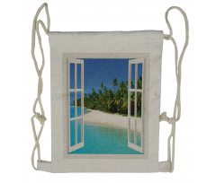 Paradise Island Palm Tree Drawstring Backpack