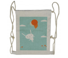 Flying Rabbit Balloons Sky Drawstring Backpack