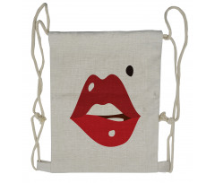 Minimalistic of Upper Lip Mole Drawstring Backpack