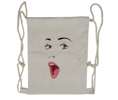 Surprised Facial Expression Drawstring Backpack