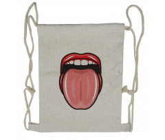 Open Mouth Tongue out Image Drawstring Backpack